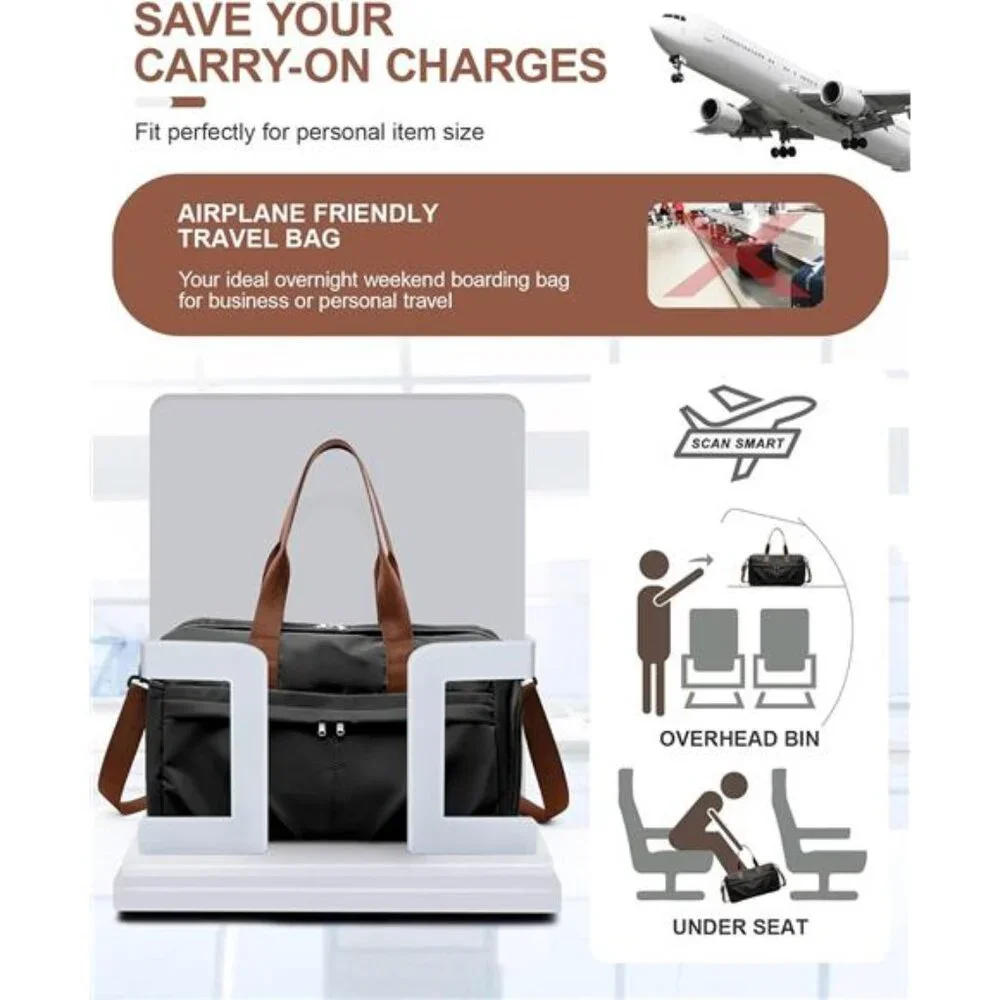 Gym Bag for Women Men Waterproof Duffel Travel Overnight Yoga Bag with Shoe Comp